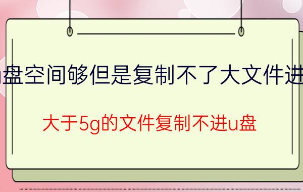 u盘空间够但是复制不了大文件进去 大于5g的文件复制不进u盘？